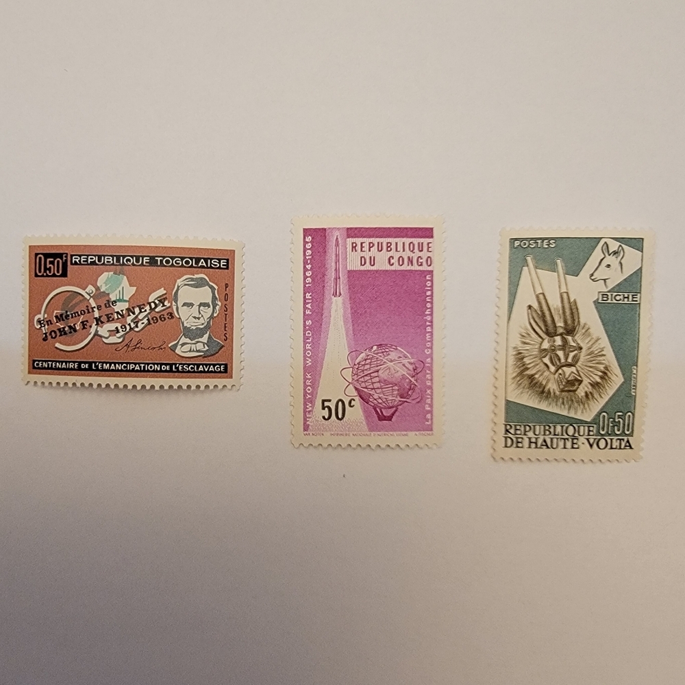 Vintage 60's (3) African Nation Stamps Collectible Unused.